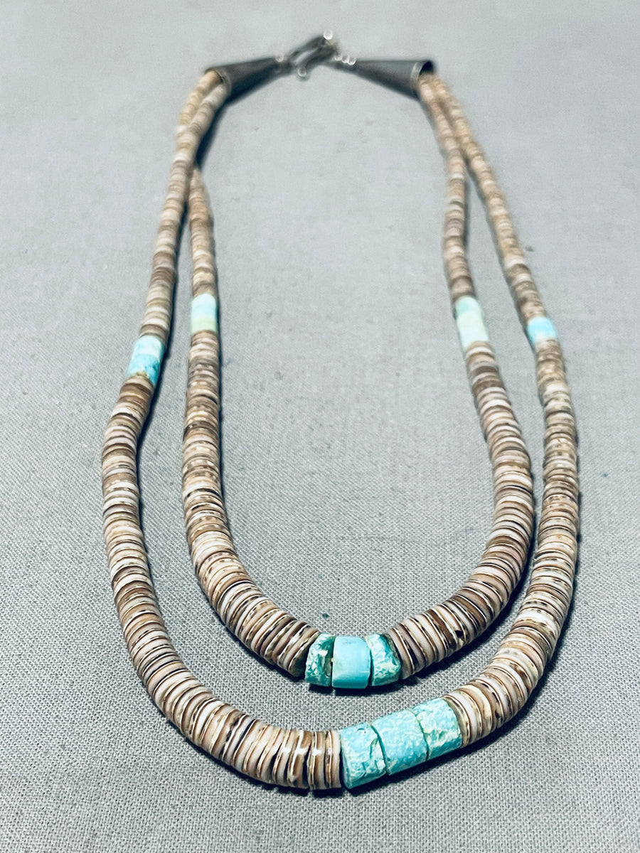 BEAUTIFUL NATIVE AMERICAN TURQUOISE Shell HEISHI deals SS NECKLACE