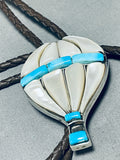 Hot Air Balloon!! Vintage Native American Navajo Turquoise Sterling Silver Bolo Tie-Nativo Arts
