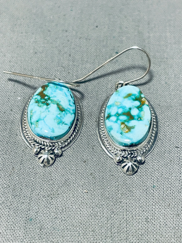 Classic Vintage Native American Navajo Carico Lake Turquoise Sterling Silver Earrings-Nativo Arts