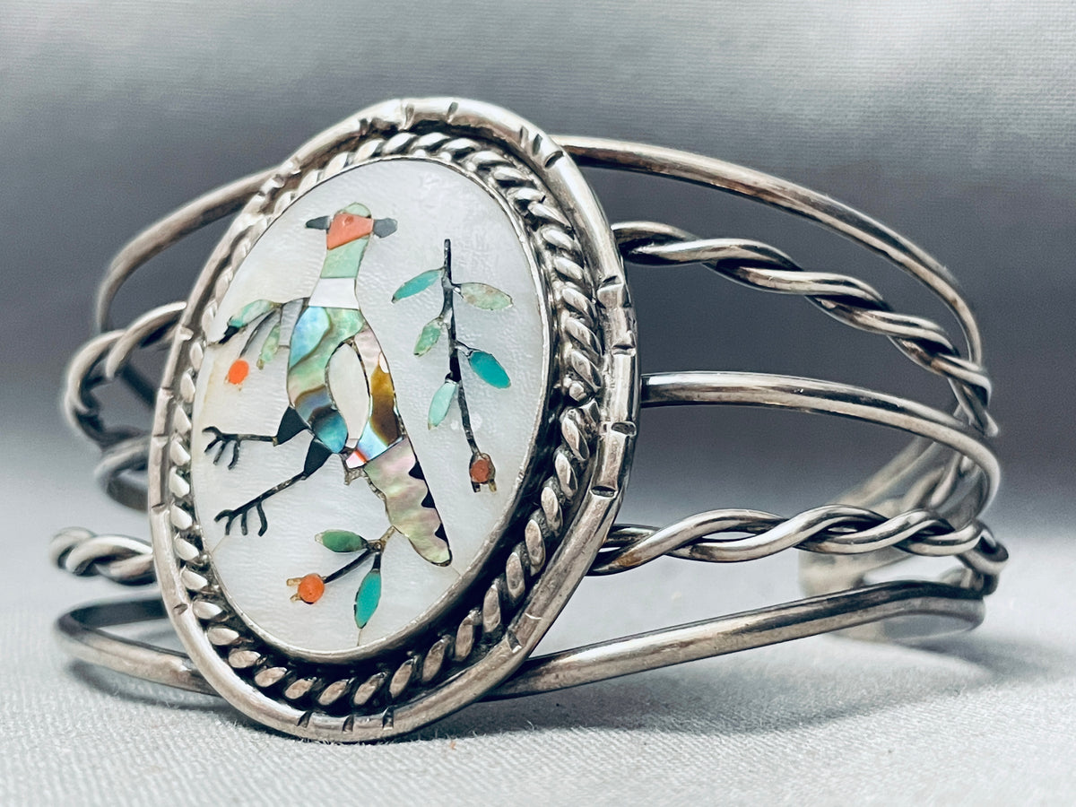 One Of The Best Inlay Vintage Native American Zuni Bird Sterling