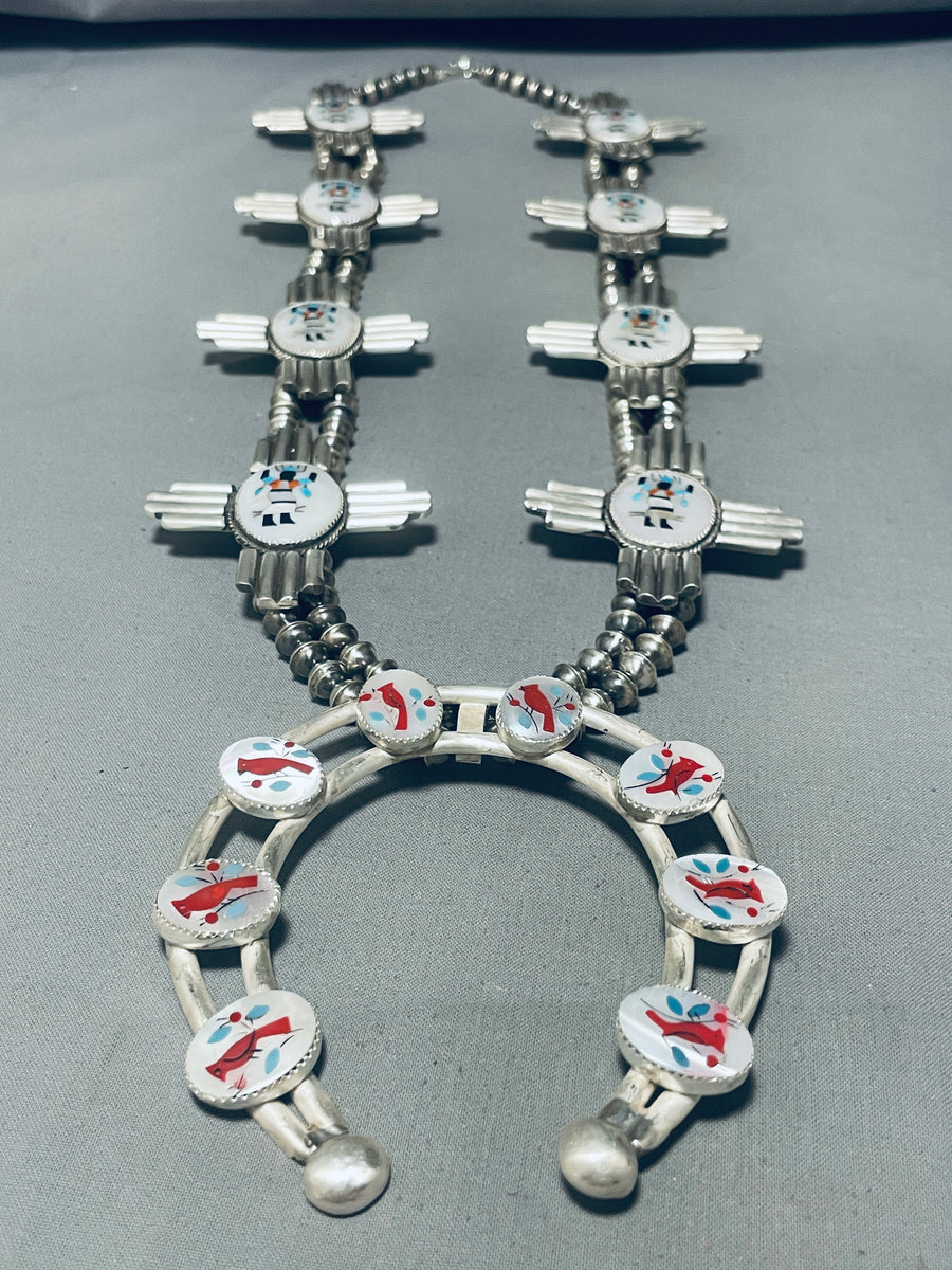 Zia Cardinals Native American Navajo Turquoise Inlay Sterling