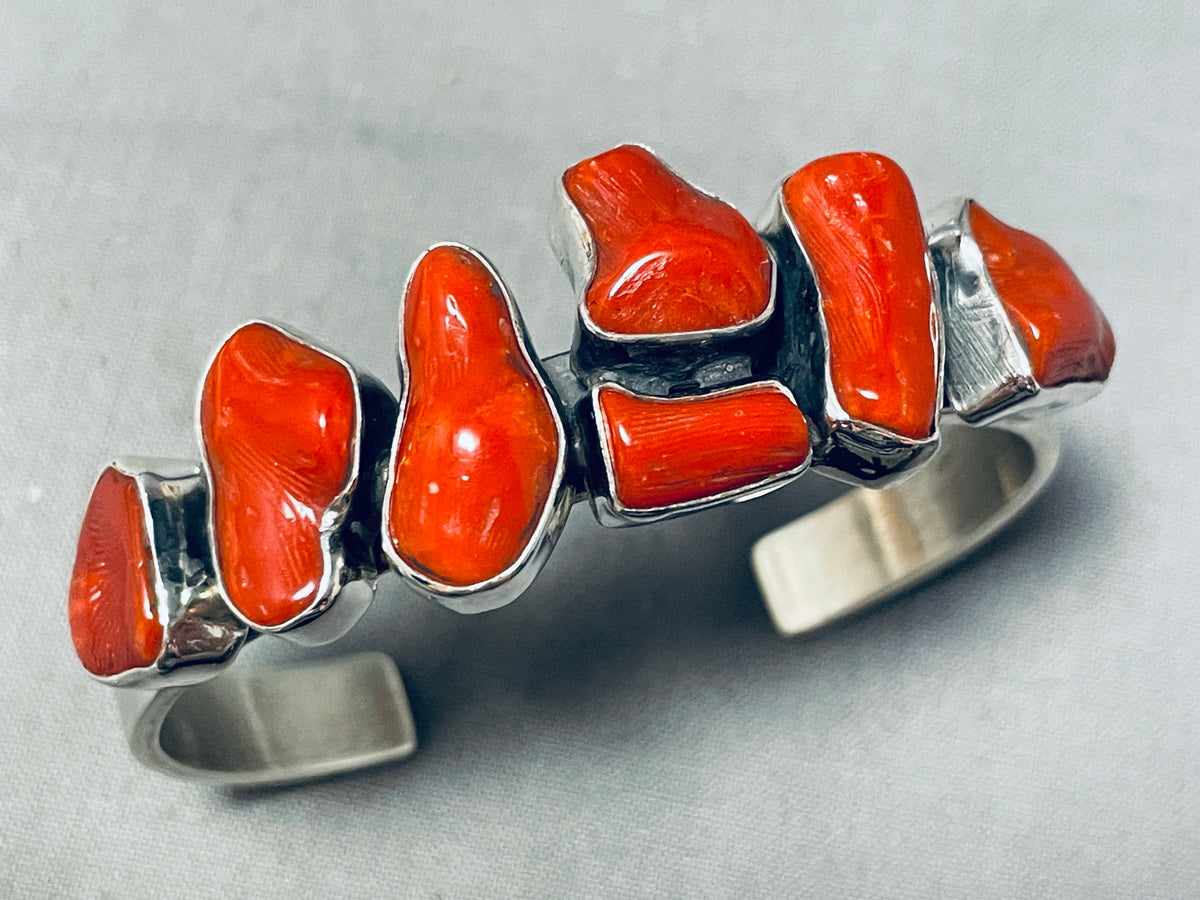Victor Trujillo Exceptional Native American Navajo Coral Sterling