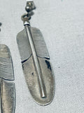 Best Vintage Native American Navajo Signed Sterling Silver Large Feather Earrings-Nativo Arts