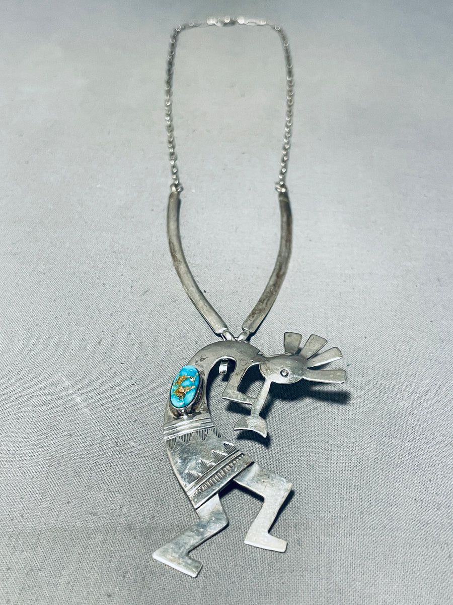 Kokopelli Turquoise sterling silver pendant online necklace