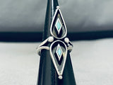 One Of The Most Unique Vintage Native American Navajo Blue Gem Turquoise Sterling Silver Ring-Nativo Arts