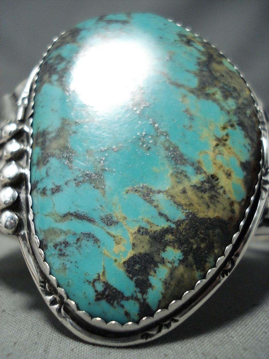 Gigantic Vintage Native American Navajo Turquoise Sterling Silver Brac ...