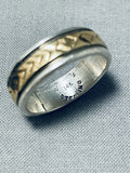 Superior Vintage Signed Native American Navajo 14k Gold Sterling Silver Rug Designs Ring-Nativo Arts