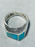 Fascinating Vintage Native American Navajo Blue Gem Turquoise Sterling Silver Ring-Nativo Arts