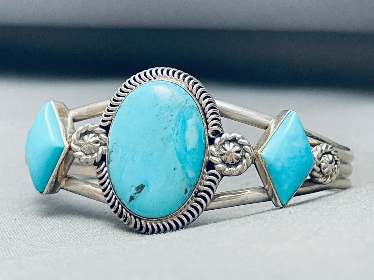 Sky Blue Turquosie Vintage Native American Navajo Sterling Silver