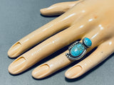 Sparkling Vintage Native American Navajo Spiderweb Turquoise Sterling Silver Ring-Nativo Arts