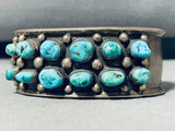 Signed Vintage Native American Navajo Morenci Turquoise Sterling Silver Bracelet-Nativo Arts