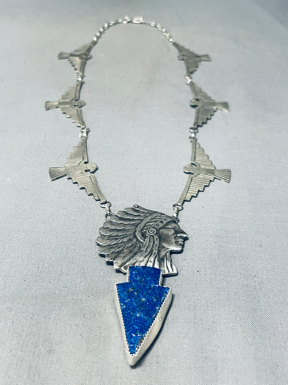 The Best Lapis Chief Sterling Silver Thunderbird Necklace-Nativo Arts