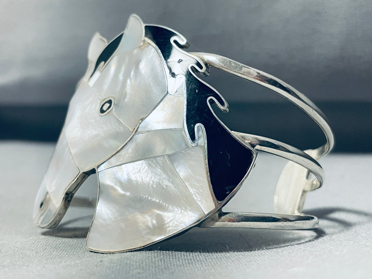 Horse Mother Of Pearl Vintage Sterling Silver Bracelet – Nativo Arts