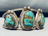 Very Rare Vintage Native American Navajo Pilot Mountain Turquoise Sterling Silver Bracelet-Nativo Arts