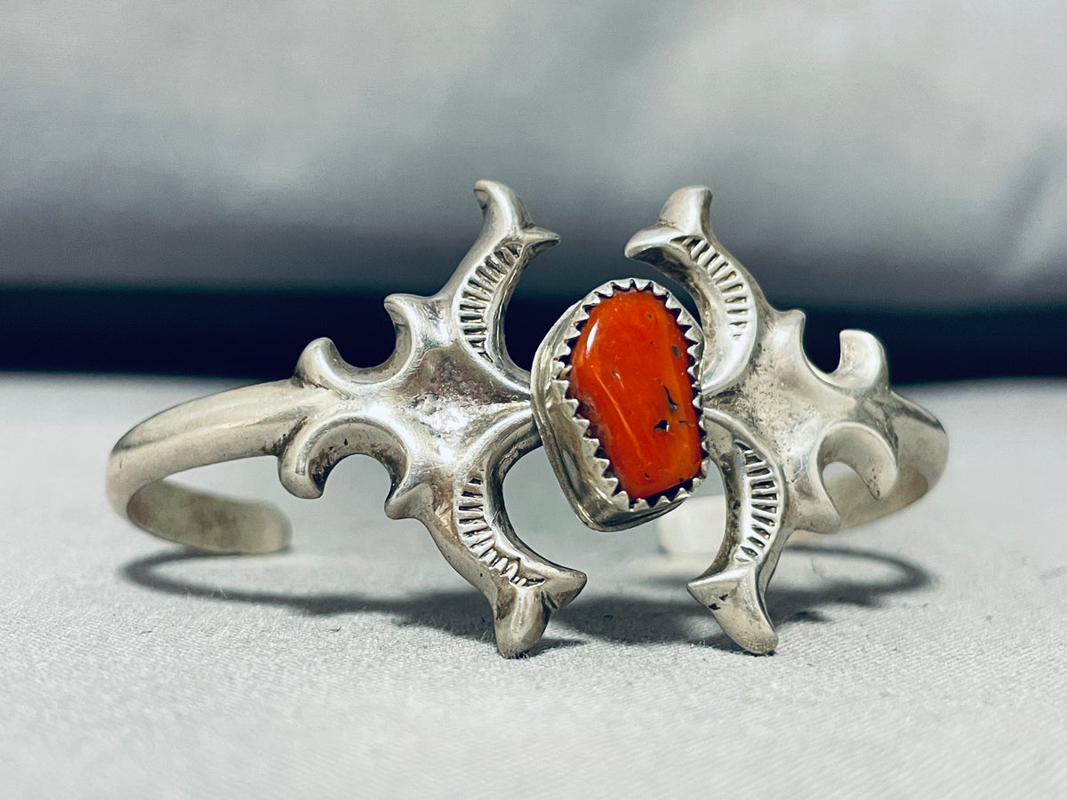 Fl Begay Vintage Native American Navajo Chunky Coral Sterling Silver B ...