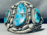 110 Grams Museum Quality Vintage Native American Navajo Turquoise Sterling Silver Bracelet-Nativo Arts