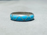 Beautiful Vintage Native American Navajo Inlay Sleeping Beauty Turquoise Sterling Silver Ring-Nativo Arts