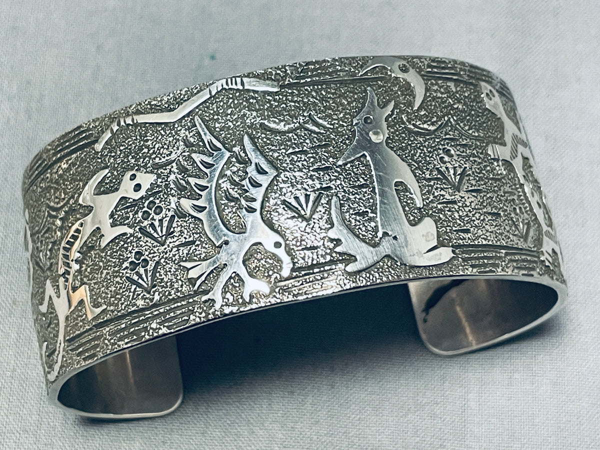 Fascinating Signed Native American Navajo Sterling Silver Multi