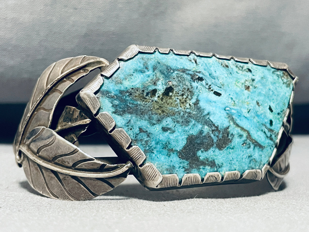 Heavy And Thick!! Vintage Native American Navajo Turquoise Sterling Si ...