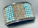 6.5 Inch Wrist Heishi Turquoise Inlay Sterling Silver Vintage Native American Navajo Bracelet-Nativo Arts