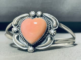 Jeff James Pink Heart! Vintage Native American Navajo Sterling Silver Bracelet-Nativo Arts