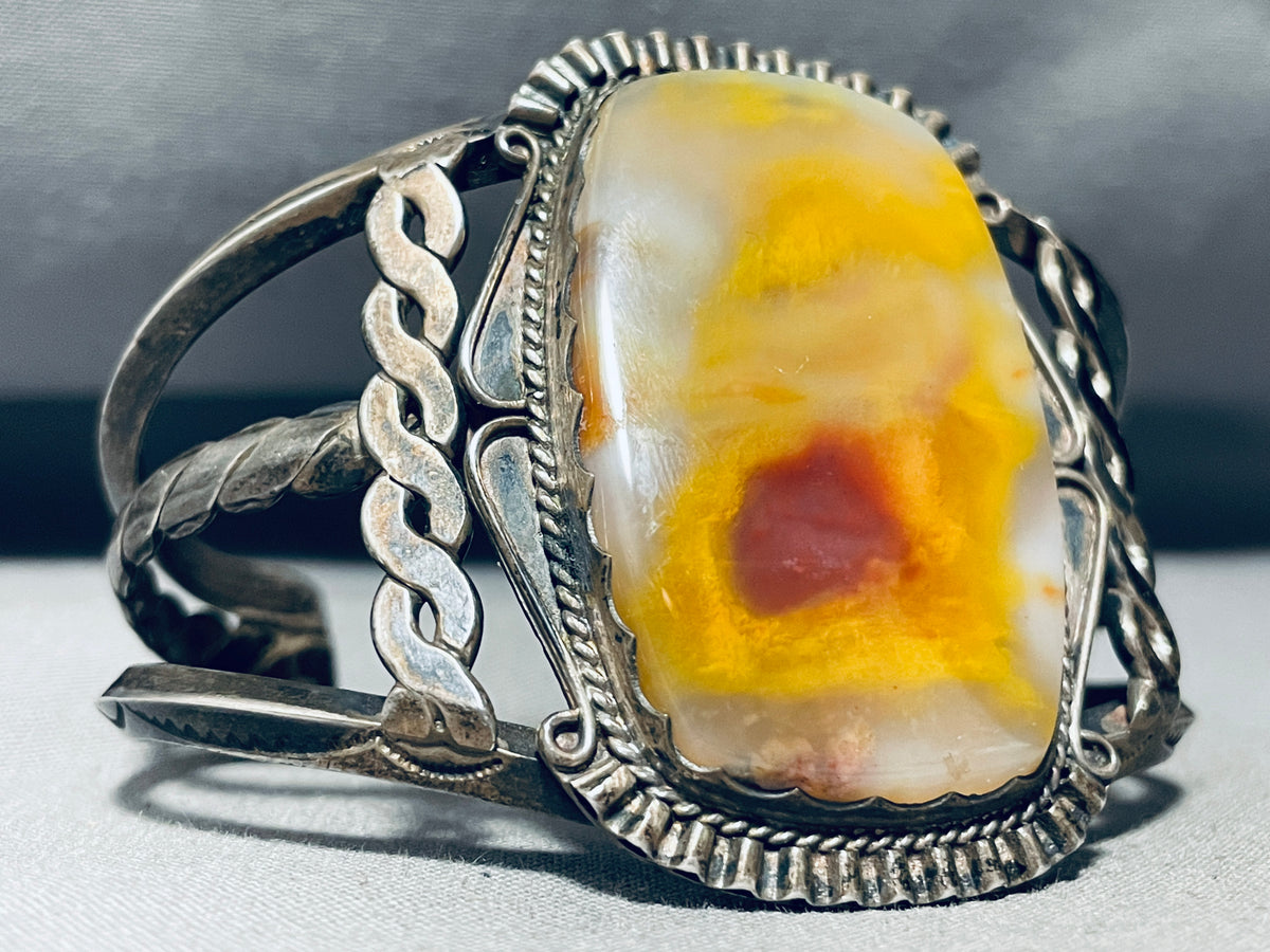 Honey Wood Vintage Native American Navajo Sterling Silver Coiled Brace ...