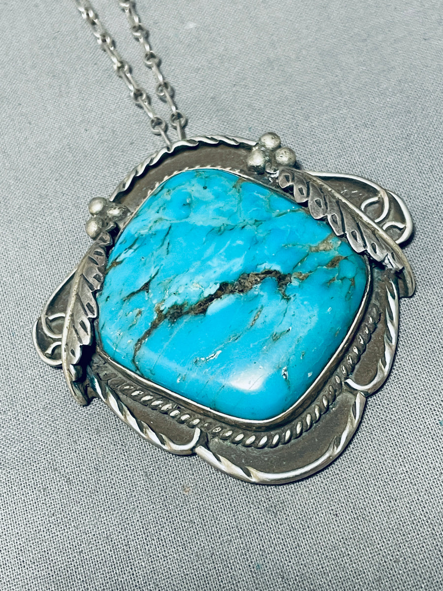 Huge Vintage Native American Navajo Morenci Turquoise Sterling