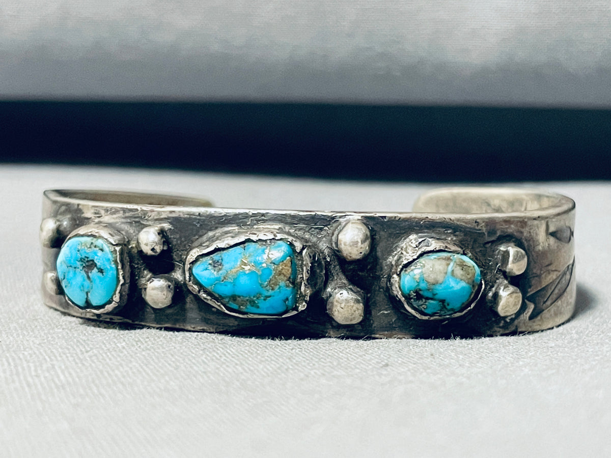 Late 1800s / Early 1900's Ingot Silver Vintage Morenci Turquoise