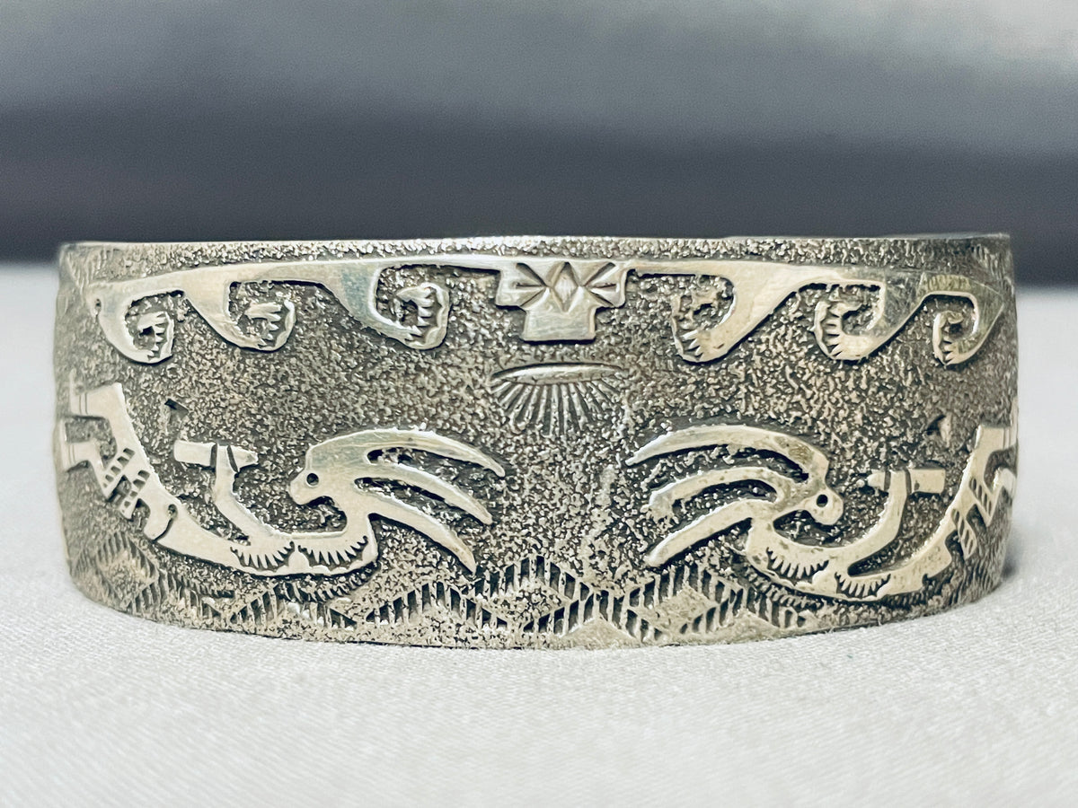 Crazy Hand Detail Vintage Native American Navajo Sterling Silver