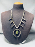 Dropdead Fab Early 1900's Vintage Native American Navajo Sterling Silver Squash Blossom Necklace-Nativo Arts