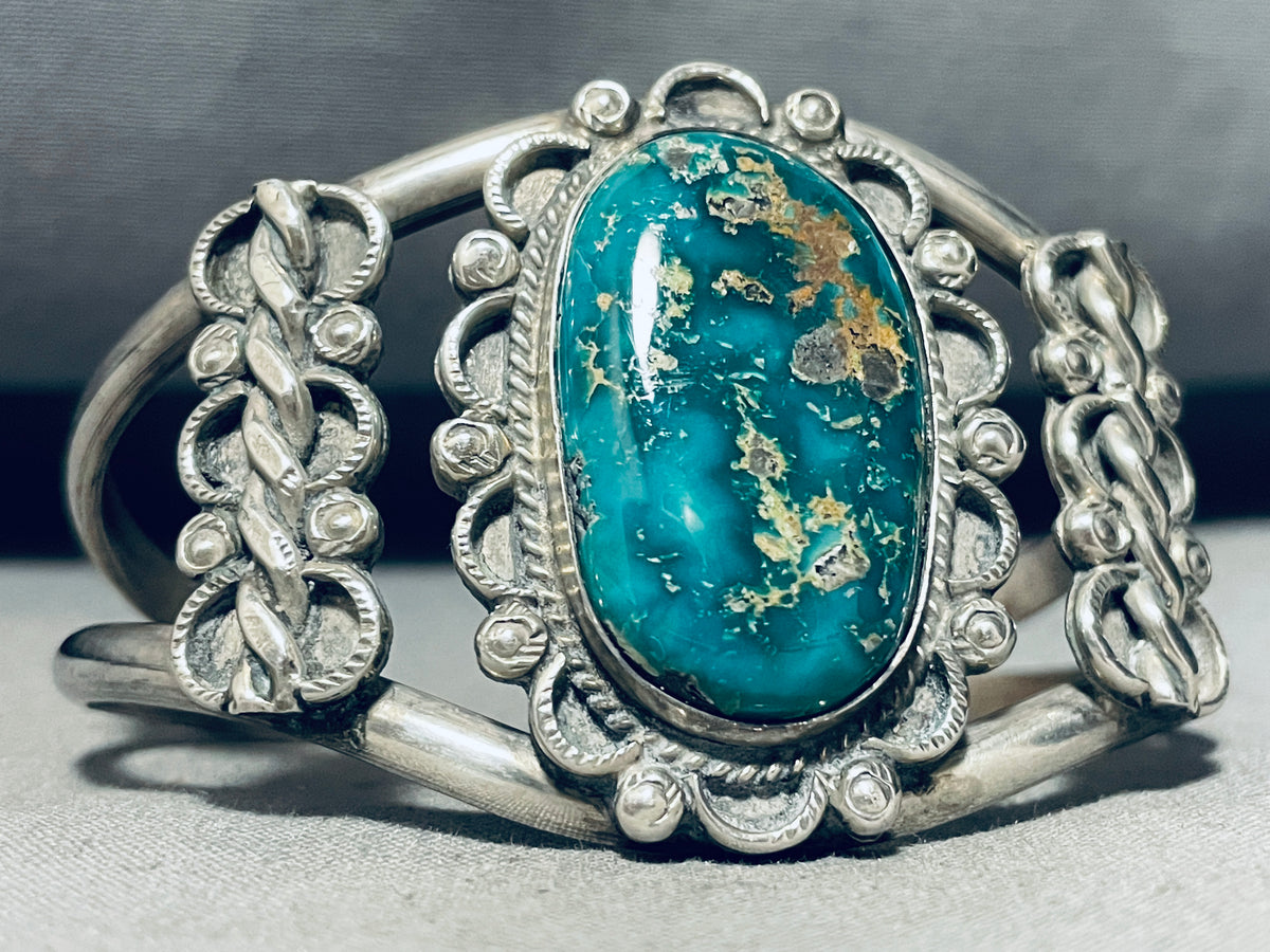 Cripple Creek Turquoise!! Vintage Native American Navajo Sterling