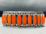 One Of The Best Coral!! Vintage Native American Navajo Sterling Silver Bracelet-Nativo Arts