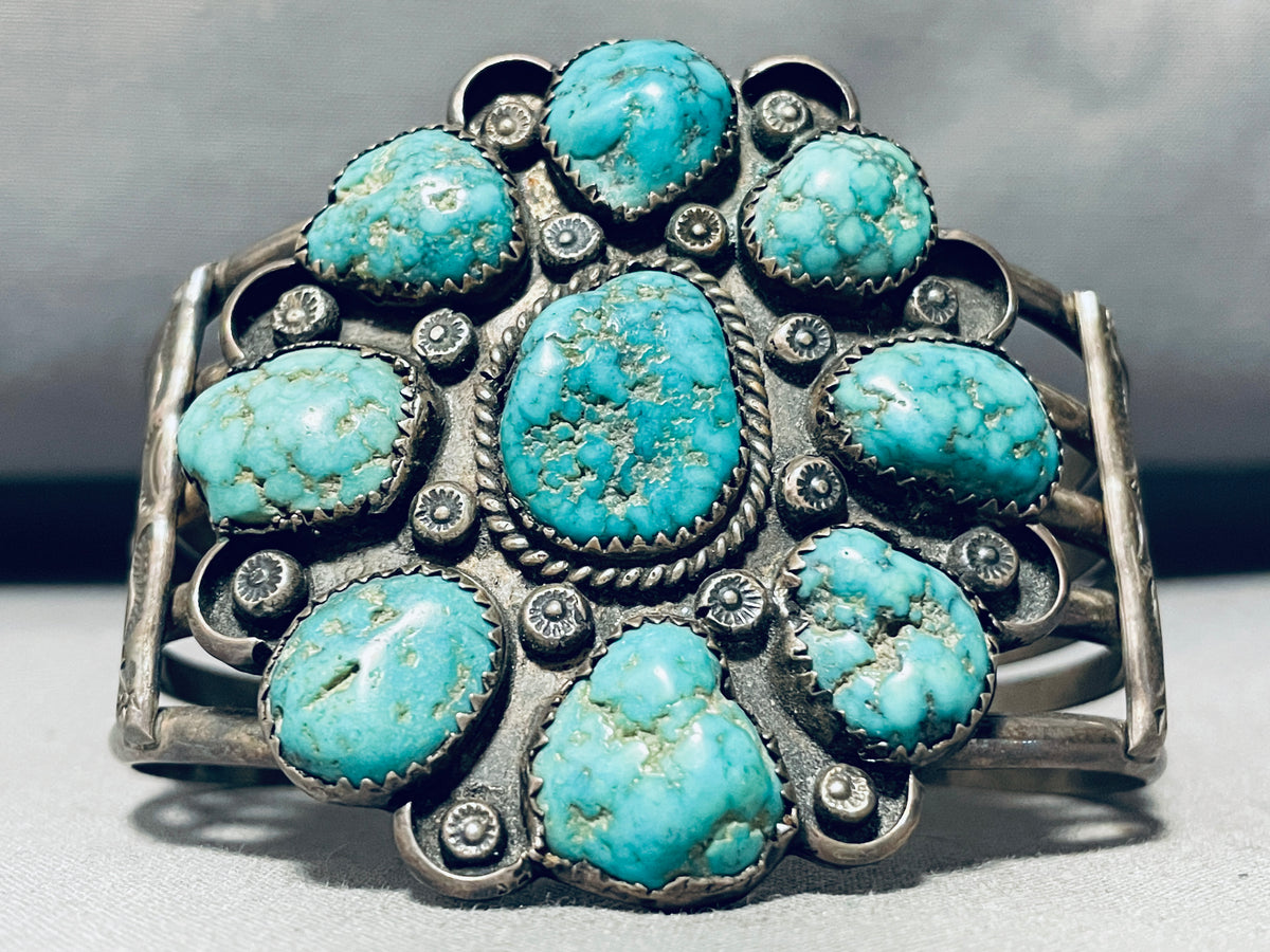 Patina Paradise!! Vintage Native American Navajo Turquoise Cluster