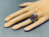 Awesome Vintage Native American Navajo Coral Sterling Silver Leaf Floral Ring-Nativo Arts