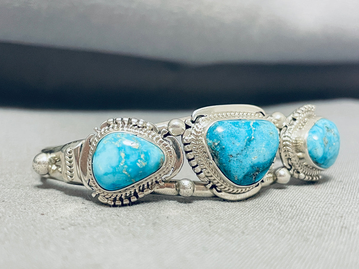 Gorgeous Native American Navajo Old Kingman Turquoise Sterling Silver ...