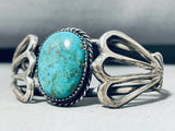 Marvelous Vintage Native American Navajo Pilot Mountain Turquoise Sterling Silver Bracelet-Nativo Arts