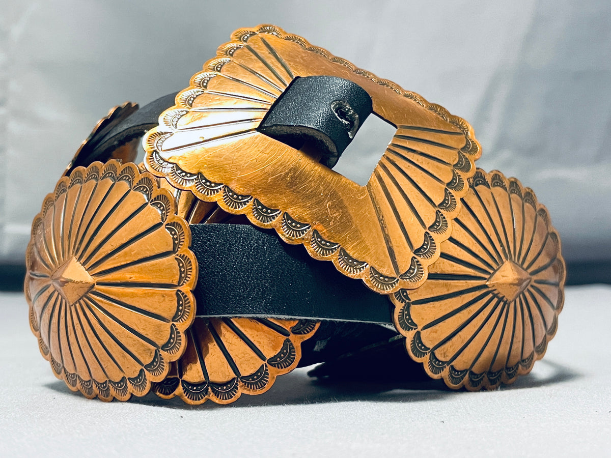Vintage  Copper  CONCHO Belt  40 \'Long Vintage Copper Concho Belt, Southwestern Vintage Belt, 27  main image 2