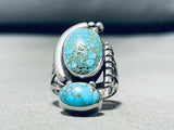 Sparkling Vintage Native American Navajo Spiderweb Turquoise Sterling Silver Ring-Nativo Arts