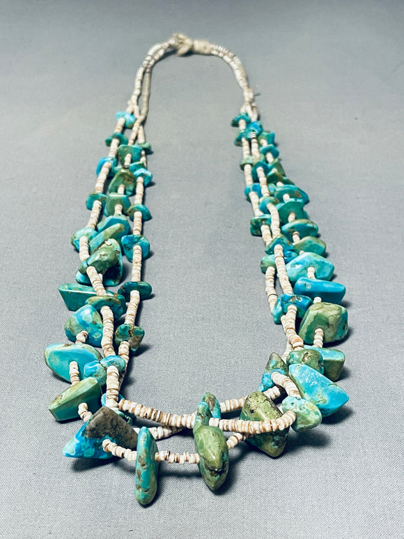 Native American Authentic Older Vintage Santo Domingo Turquoise Heishi Necklace Old-Nativo Arts