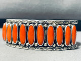 One Of The Best Coral!! Vintage Native American Navajo Sterling Silver Bracelet-Nativo Arts