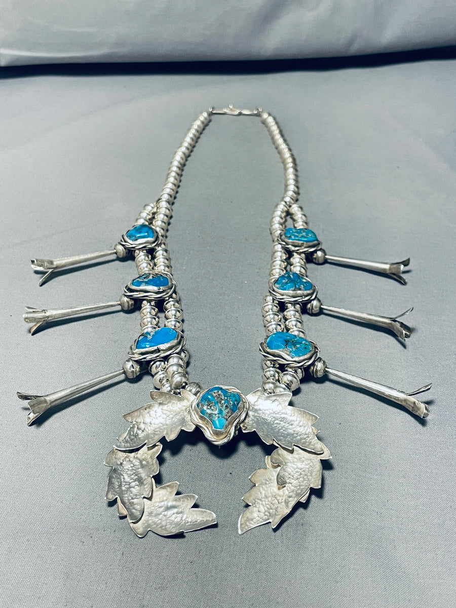 Leaf Tree Naja! Vintage Native American Navajo Turquoise Sterling