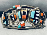 One Of The Finest Vintage Native American Zuni Turquoise Inlay Sterling Silver Bracelet-Nativo Arts