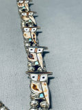 Owl Vintage Native American Zuni Turquoise Sterling Silver Squash Blossom Necklace-Nativo Arts