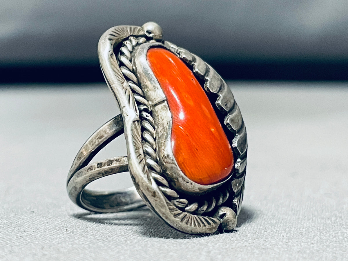 Super Duper Chunky Coral Vintage Native American Navajo Leaf Sterling ...