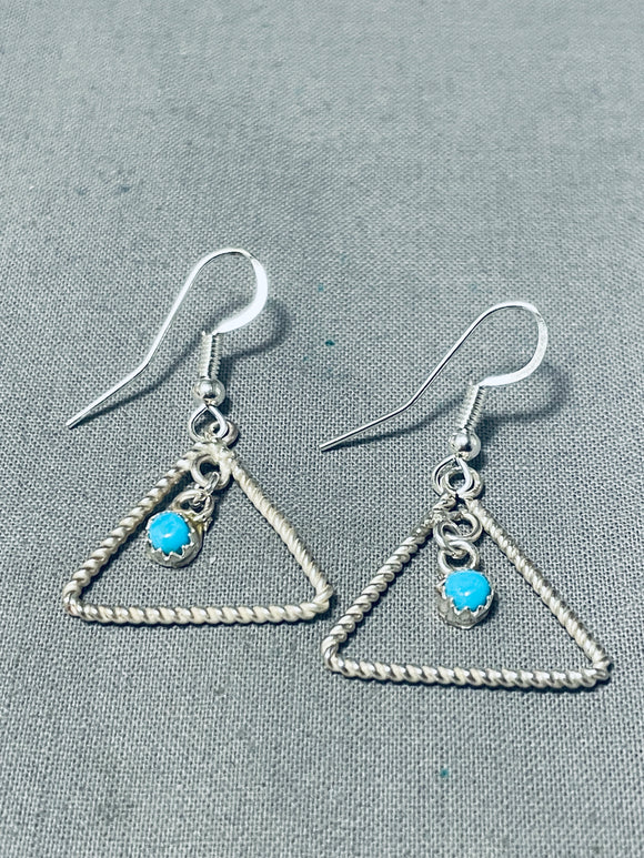 Clothes Hanger Vintage Native American Navajo Turquoise Sterlingsilver Earrings-Nativo Arts