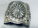 Tremendous Vintage Native American Navajo Sterling Silver Repousse Colossal Bracelet-Nativo Arts