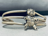 Teddy Bear!! Rare Vintage Native American Navajo Sterling Silver Bracelet Cuff-Nativo Arts