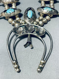 Flower Vintage Native American Navajo Turquoise Sterling Silver Squash Blossom Necklace-Nativo Arts