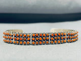 Captivating Vintage Native American Zuni 90 Corals Sterling Silver Bracelet-Nativo Arts