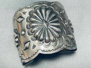 Tremendous Vintage Native American Navajo Sterling Silver Repousse Colossal Bracelet-Nativo Arts